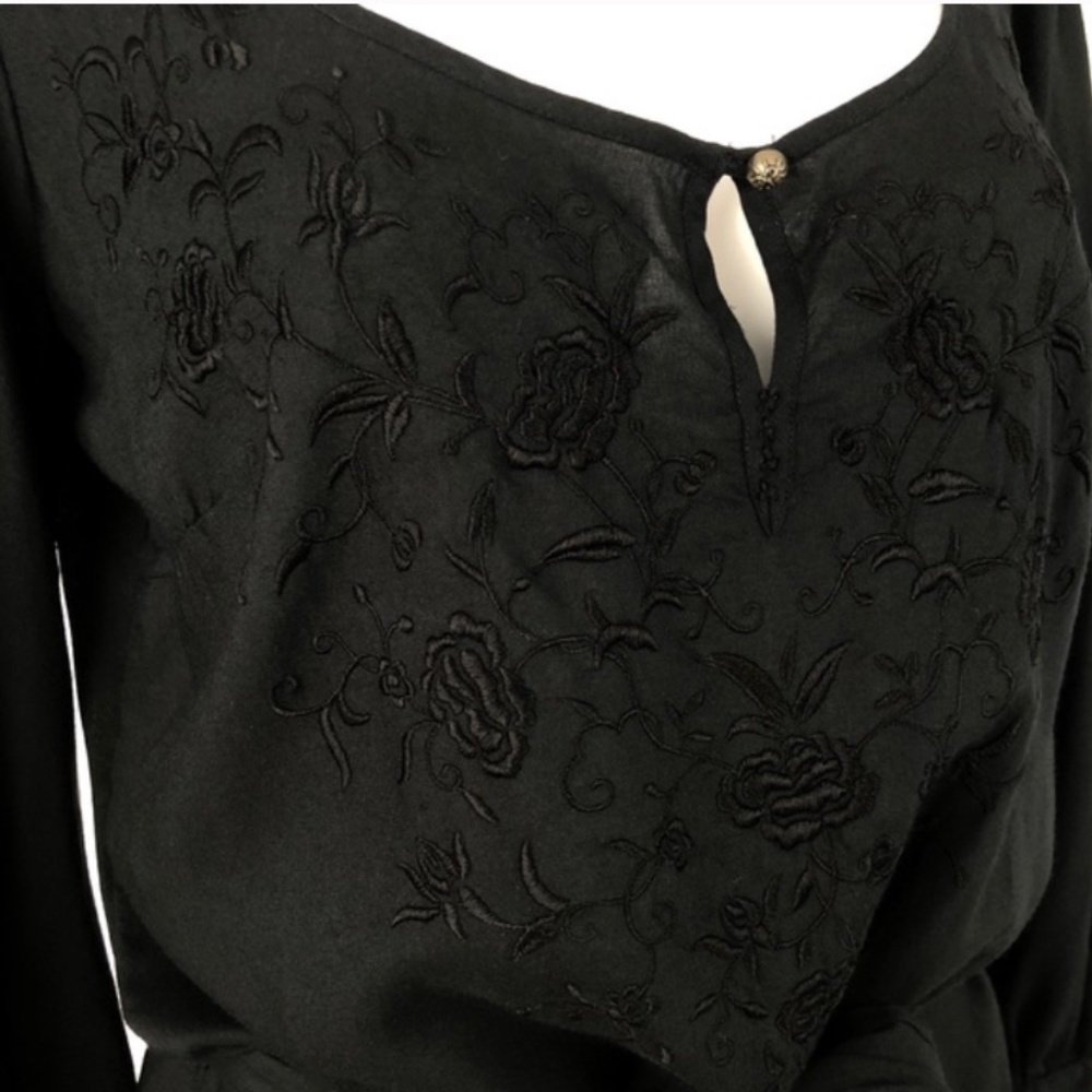 Lucky Brand Black Floral Embroidered Mini Dress - Picture 6 of 11